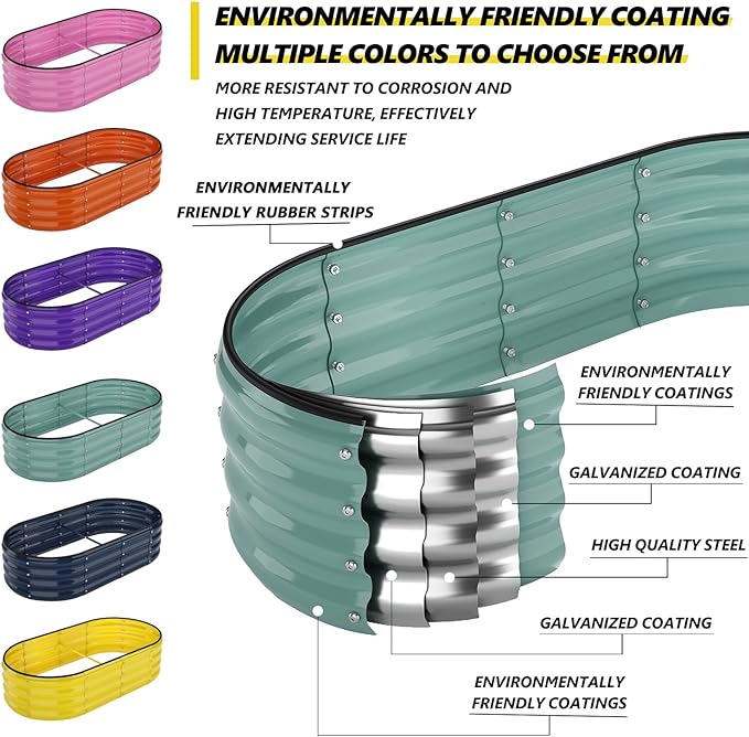 Galvanized Metal Planter Round Raised Garden Bed Kit for Gardening Outdoor，2x2x1ft Grow Garden Box Raised Flower Bed，Round Galvanized Planter Outdoor Metal Fire Pit Ring