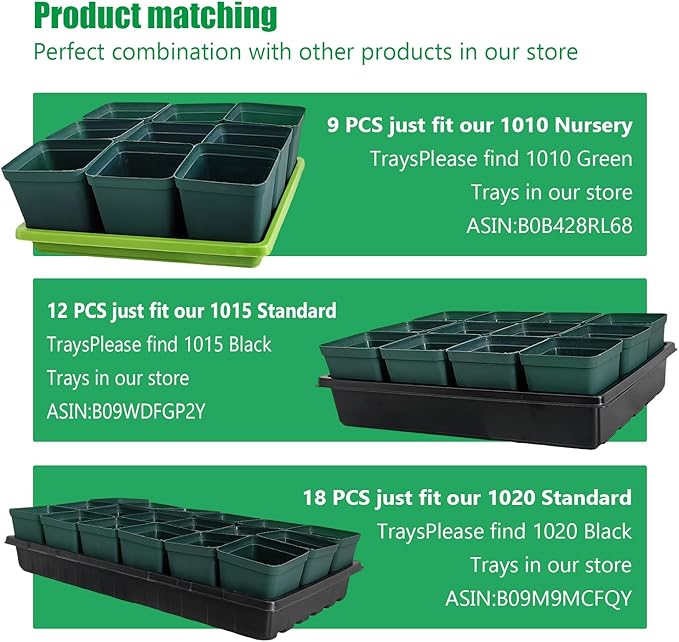 Square Nursery Seedling Pot 3.5 Inches 90 Pcs, Small Nursery Pot Plastic Thick and Sturdy Seed Start Germination Pot for Plant Propagation and Seeding(Green,3.54 Inches, 90Pcs)