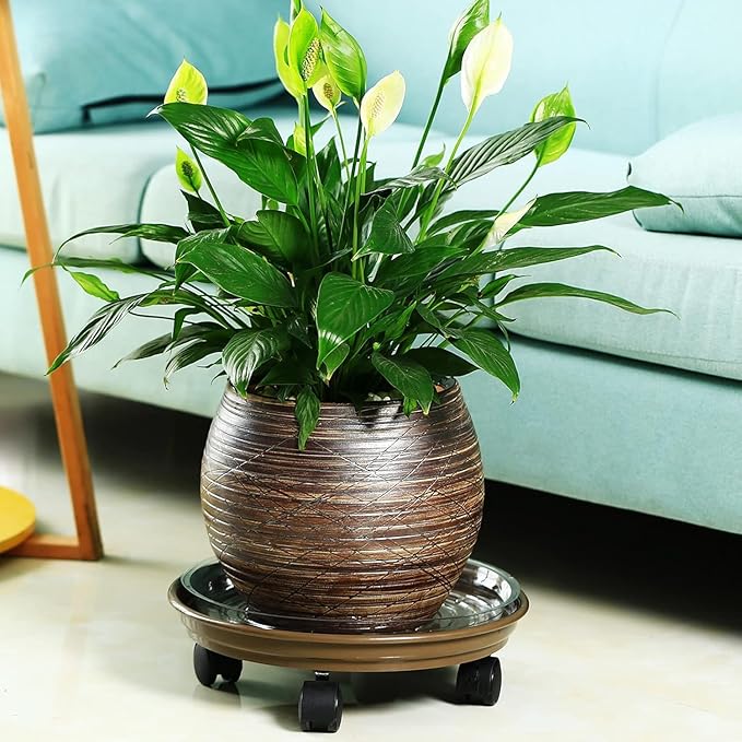 7 Packs Plant Caddy with Wheels 11.8" Plastic Rolling Plant Stands Heavy-duty Plant Dolly with Casters Indoor Outdoor Wheeled Plant Roller Base Large Planter Saucers Plant Mover
