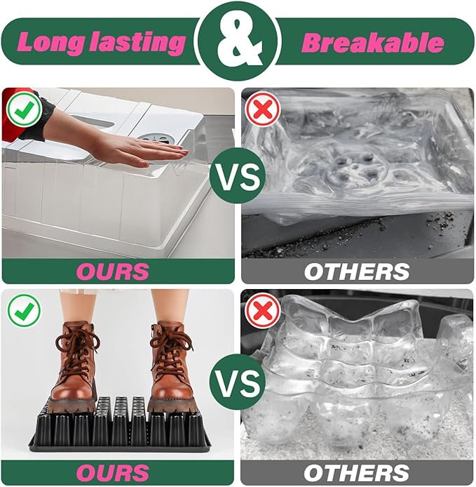 9set Seed Starter Tray with Tall 5'' Dome-Deep Cell Large Plant Germination Trays, Heavy Duty Seed Starting Kit, 486 Cells Plant Seedlings Tray for Balcony Greenhouse (54 Cells per Tray)