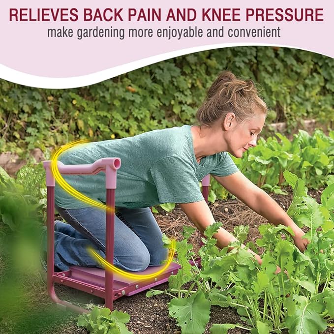 Colwelt Garden Kneeler Upgraded, Garden Kneeler Stool with Rugged & Sturdy Steel Frame, Garden Seat and Kneeler Bench with Tool Pouch, EVA Foam Pad Protects Your Knees(Purple)