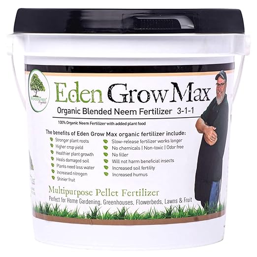 Eden Grow Max Organic Blended Neem Cake | Perfect for Home Gardening, Fruits, Lawns & Flowers | OMRI Listed (5lbs)