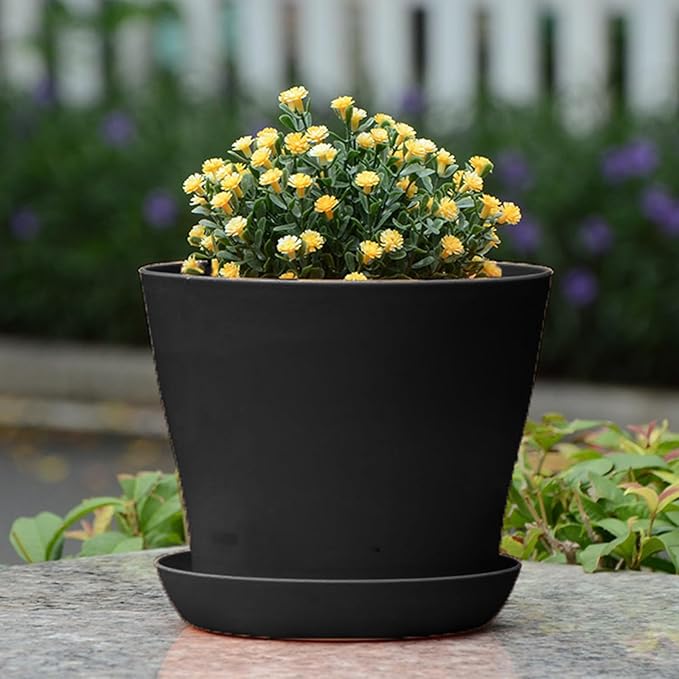 50 Pack 4 Inch Plant Pots Bulk Small Plastic Planters Pots with Drainage Holes Flower Pot for Succulent, Cactus, Herb, African Violet (50pcs-Black, 4Inches)