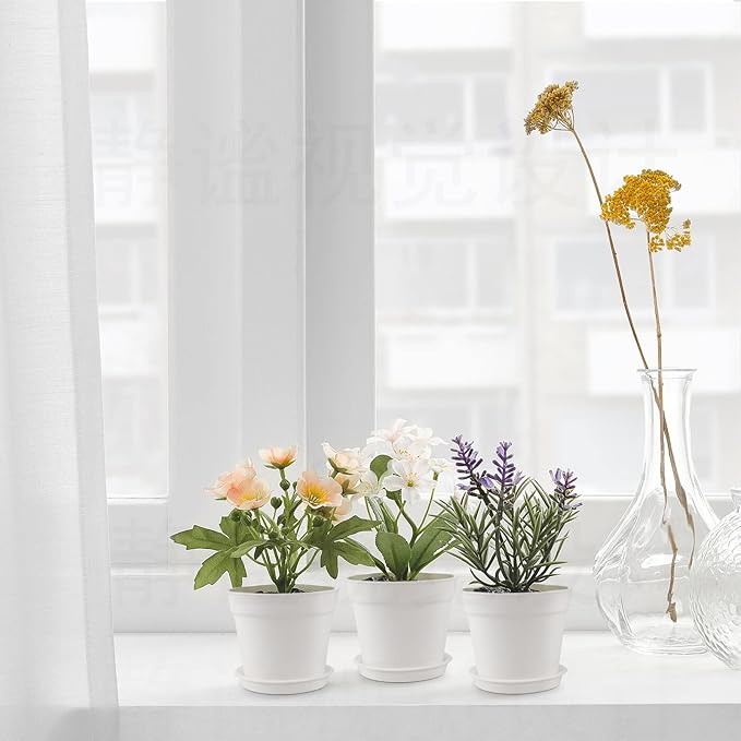 4 inch Small Plant Pots, 28 Pack Plastic Planters with Drainage Holes and Saucers for Flowers Plants, Succulents, Seed Starting Pots, White