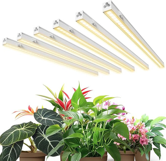 Barrina T5 Pro LED Grow Lights for Indoor Plants Full Spectrum, 2FT 60W(6 x 10W) Plant Lights for Indoor Growing with Reflector Cup, Grow Light Lamp with Individual Switch, Yellow, 6 Packs