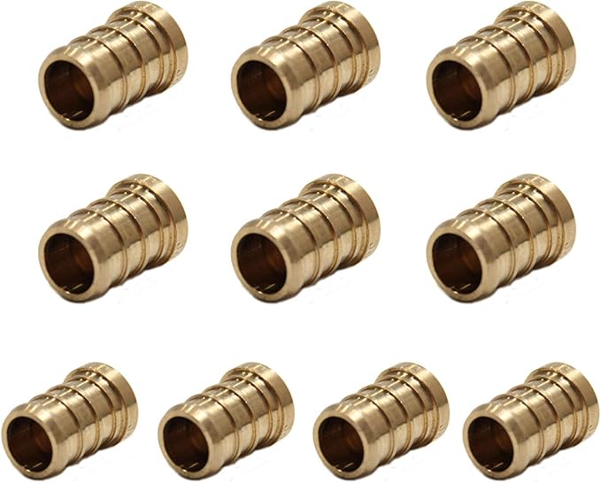 (Pack of 10) EFIELD Pex 1/2-inch Plug End Cap Pipe Barb Crimp Brass Fitting 1/2"