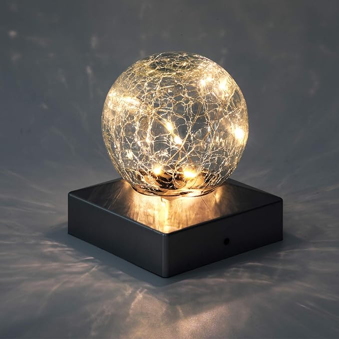 Solar Post Lights - Outdoor Post Cap Light for Fence Deck or Patio Garden Decoration Solar Powered Caps, LED Lighting, Lamp Fits 4x4 in - Warm White 4 Pack