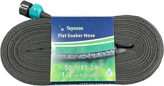 Garden Flat Soaker Hose 50 Ft for Garden Beds, Water Hose Linkable Irrigation System Lightweight and Easy Gardening Yard Work Watering Plants and Flowers