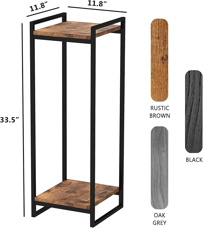 34" Tall Plant Stand Indoor, 2-Tier Modern Plant Shelf Corner Flower Pot Holder Organizer for Living Room Balcony Garden, Rustic Brown