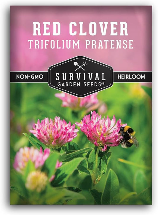 Survival Garden Seeds - Red Clover Seed for Planting - 1 Packet with Instructions to Plant & Grow a Medicinal Herb & Nitrogen Fixing Ground Cover in Your Home Garden - Non-GMO Heirloom Variety