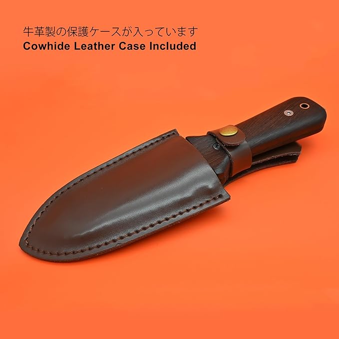 Hori Hori Garden Knife [Made in Japan] Heavy Duty Stainless Steel Japanese Hori Knife with Sheath Garden Tools, Natural Wenge Wood Handle, Full Tang