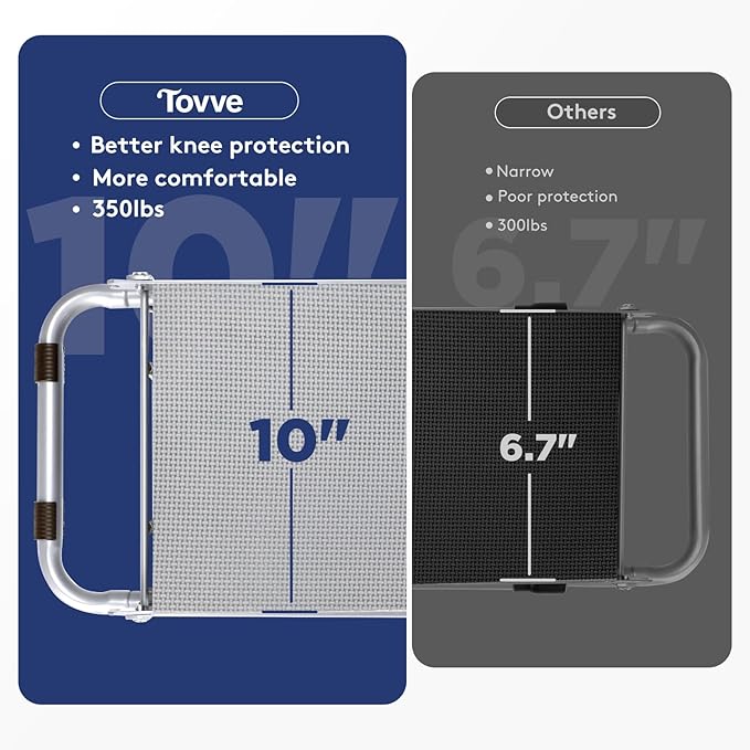 Foldable Garden Kneeler and Seat, Heavy Duty Garden Stool with 10" Wide Detachable Kneeling Pad, Portable Garden Bench Chair with Large Garden Tool Bag, Gardening Gifts for Women, Seniors