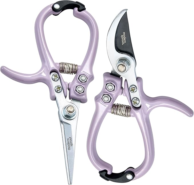 Modern Sprout Gardening Shears & Pruners 2-pack, Lightweight, Durable, One Size (Lavender)