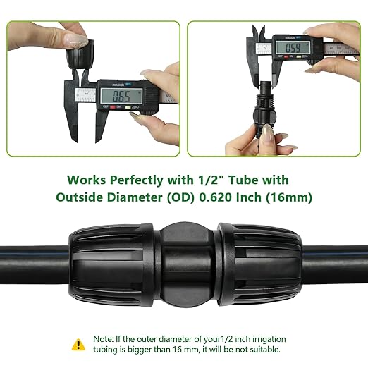 13 Pcs Drip Irrigation Fittings Coupling 1/2 Inch, In-Line Barbed Coupler Connector For 1/2 Inch Drip Tubing (0.60"-0.65" OD) Drip Line Parts