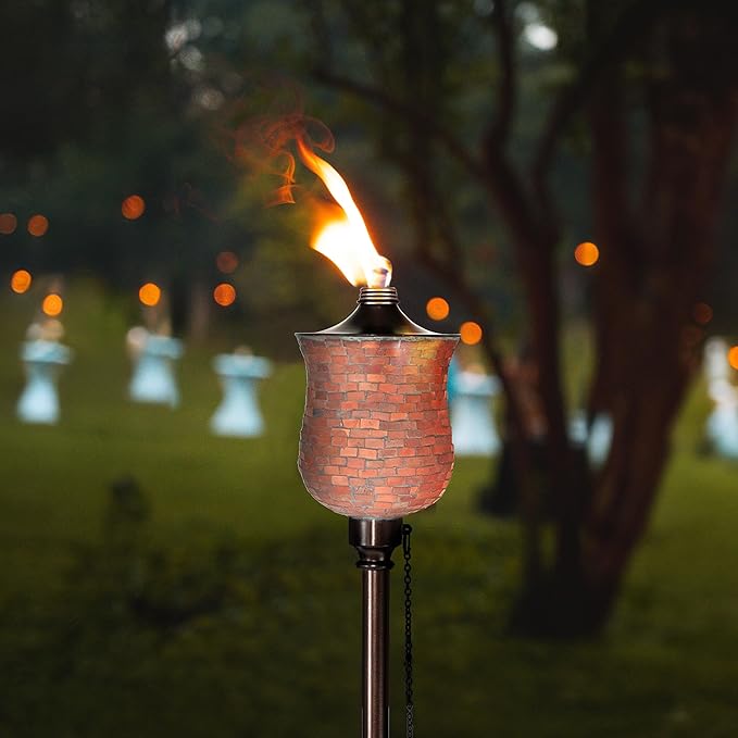 Deco Window 2 Pcs Garden Torch for Outdoor 4-in-1 Convertible Table Torch Citronella Oil Lamp for Backyard Patio Deck Table Top & Ground Installation (Mosaic)