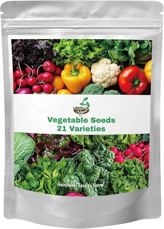 21 Varieties Vegetable Seeds for Planting, 7,000+ Heirloom Seeds Gift Pack, Non-GMO Veggies Seed Garden Kit for Indoor Outdoor Growing, Home Fresh Food Vegetable Supply