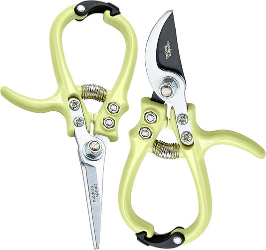 Modern Sprout Gardening Shears & Pruners 2-pack, Lightweight, Durable, One Size (Chartreuse)