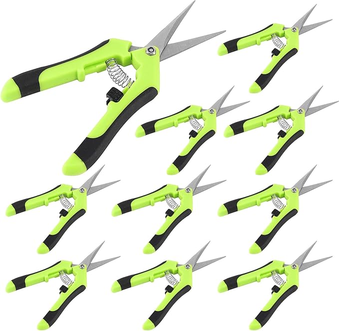 HAKZEON 10 Pack 6.5 Inch Professional Bud Trimming Scissors,Stainless Steel Micro-Tip Gardening Hand Pruners with Straight Blades, for Easy Pruning Garden Tree Pot Plant Flowers