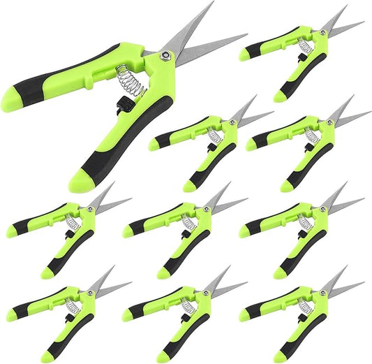 HAKZEON 10 Pack 6.5 Inch Professional Bud Trimming Scissors,Stainless Steel Micro-Tip Gardening Hand Pruners with Straight Blades, for Easy Pruning Garden Tree Pot Plant Flowers