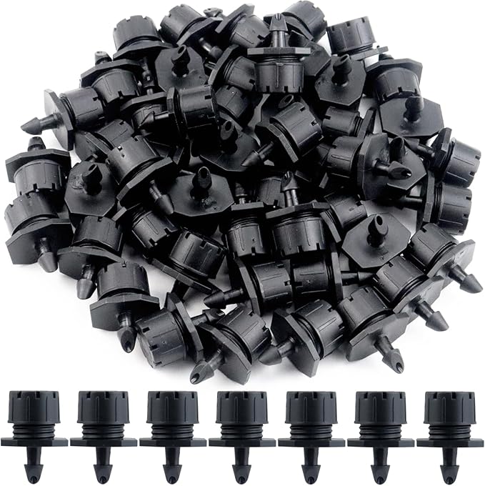 150 Pcs Adjustable Micro Drip Irrigation Sprinklers 1/4 Inch Universal 8-Hole Flow Dripper Garden Irrigation Nozzles for 4mm/7mm Tube Watering System (Black)