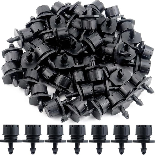 150 Pcs Adjustable Micro Drip Irrigation Sprinklers 1/4 Inch Universal 8-Hole Flow Dripper Garden Irrigation Nozzles for 4mm/7mm Tube Watering System (Black)