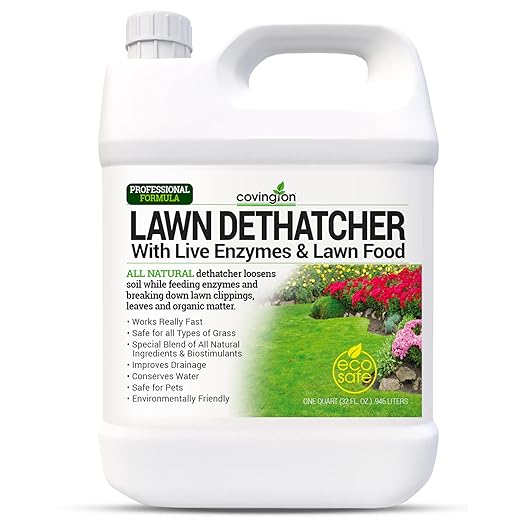 Covington Liquid Lawn Dethatcher, Liquid Aerator Aerating Soil Loosener to Condition Compacted Soil, Humic Grass Thatch Remover Buster, Kid and Pet Safe, 32 Oz