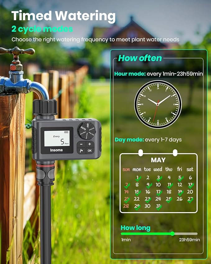 2 PCS Water Timer for Outdoor Garden Hose, Water Sprinkler Timer with Rain Delay/Manual/Automatic Drip Irrigation and Lawn Watering System for Yard