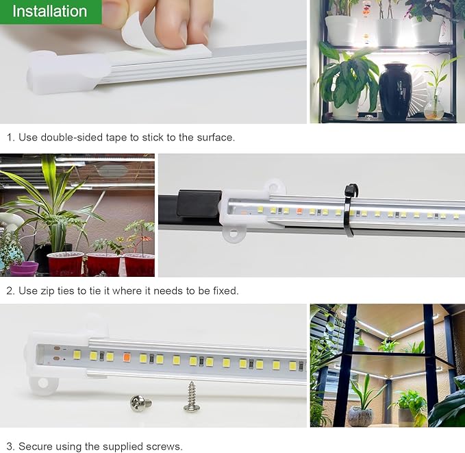 Wiaxulay LED Plant Grow Light Strips, 6000K White Grow Lights for Indoor Plants Full Spectrum, 3 Bars/16 in Grow Lamp with 6/12/16 Hrs Timer, 5 Brightness for Green House, Hydroponics, Seed Starting