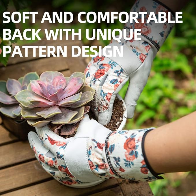Vgo... Gardening Gloves for Women, Goatskin leather,Puncture Resistant Palm and Fingertips,Touchscreen(GA3561)