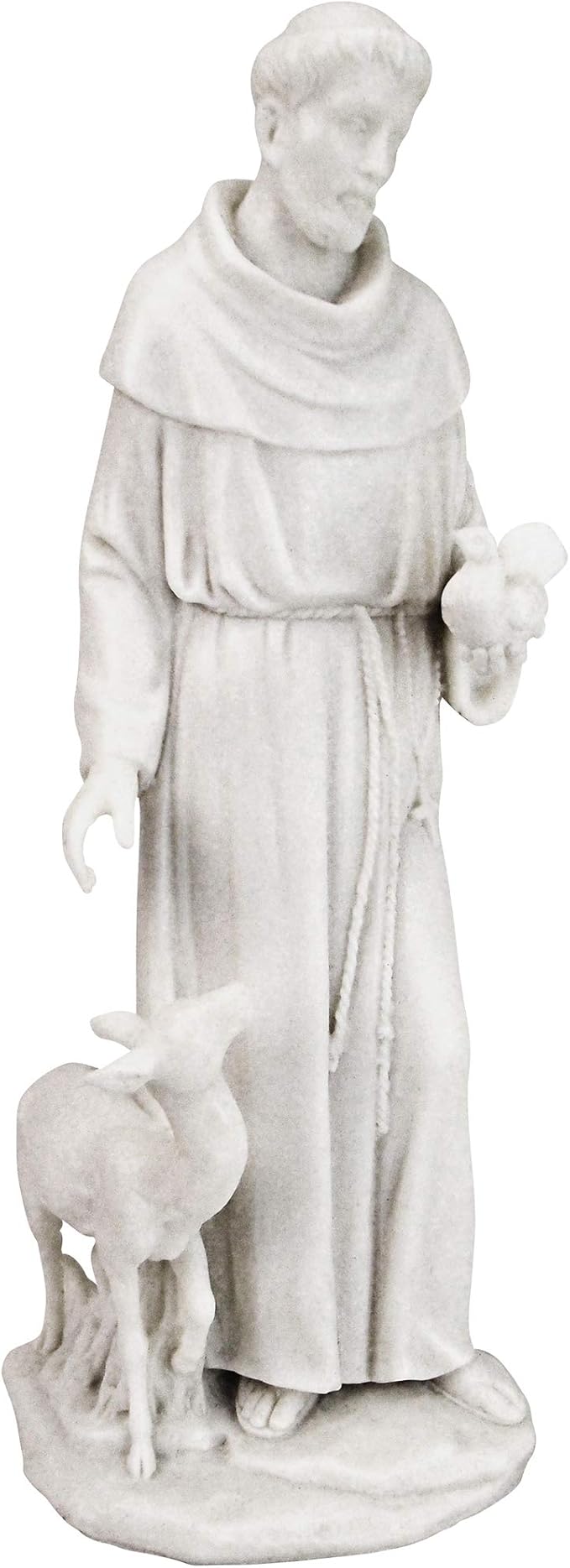 Design Toscano Francis of Assisi, Patron of Animals Religious Statue Figurine, 11 inches tall, Cast Marble Resin, White Finish