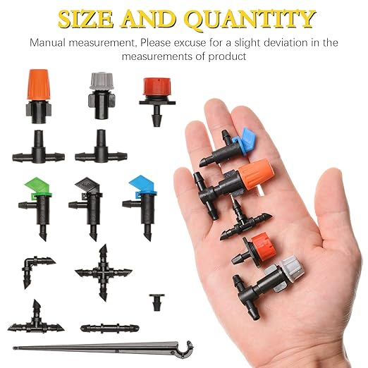 190 Pcs Barbed Connectors Irrigation Fittings Kit,Drip Irrigation Barbed Connectors 1/4''Tubing Fittings Kit for Flower Pot Garden Lawn(Straight Barbs,Single Barbs,Tees,Elbows,End Plug,4-Way Coupling)