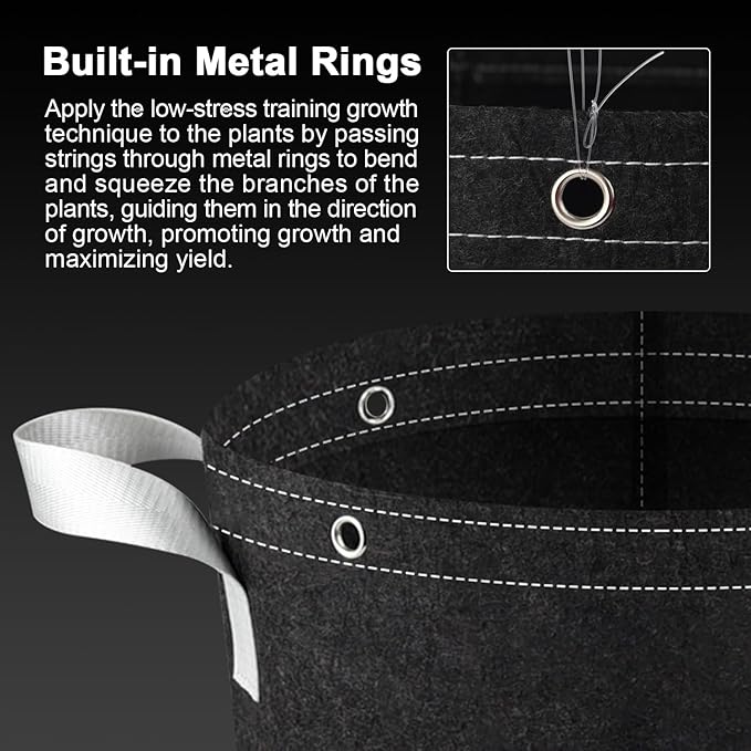 Grow Bags - Potato Grow Bags - Thickened Fabric Pots - Large Grow Bags - Tomato Vegetables Grow Bags (5 Pack(5 Gallon))