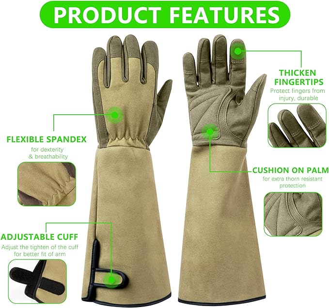 Professional Rose Pruning Thorn Proof Gardening Gloves with Long Forearm Protection for Men and Women