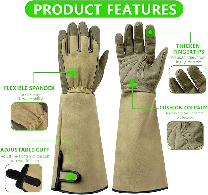 Professional Rose Pruning Thorn Proof Gardening Gloves with Long Forearm Protection for Men and Women