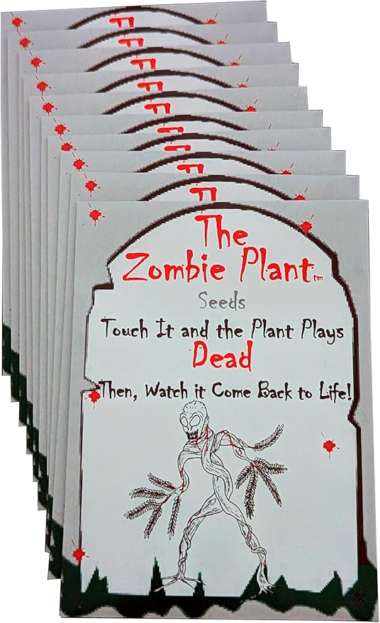Zombie Plant Seed Packets Bulk Party Pack (10) Plus 10 Free Zombie Plant Stickers Sheets of 10 Stickers Share Your Love of The Zombie Plant.. Grow The Entertaining Plant That Plays Dead When Touched