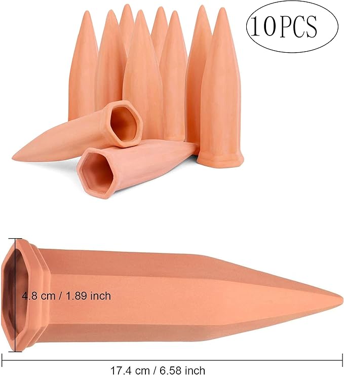 Clay Plant Watering Equipment Holiday Plant Wine Bottle Drinker Slow-Release Plant Watering Head is an Automatic Watering Device, Suitable for Indoor and Outdoor Plants (PVC Label, Random Gift) (10)