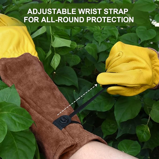 Womens Gardening Weeding Working Gloves, Leather Garden Glove for Women Thorn Proof No Stab for Digging, Planting,Pruning