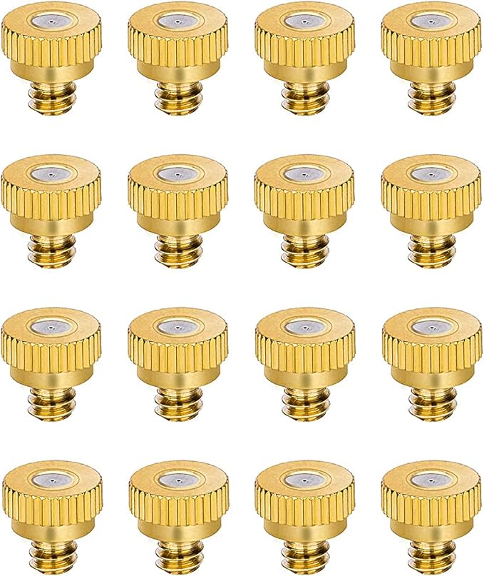 Aopin G 3/16 Brass Misting Nozzles 0.2mm / 0.008" Orifice Atomizing Mister Sprayer Nozzle Suitable For Outdoor Cooling,Garden Irrigation,Fountain, Crop Nutrient Injection, Greenhouse 16 Pcs