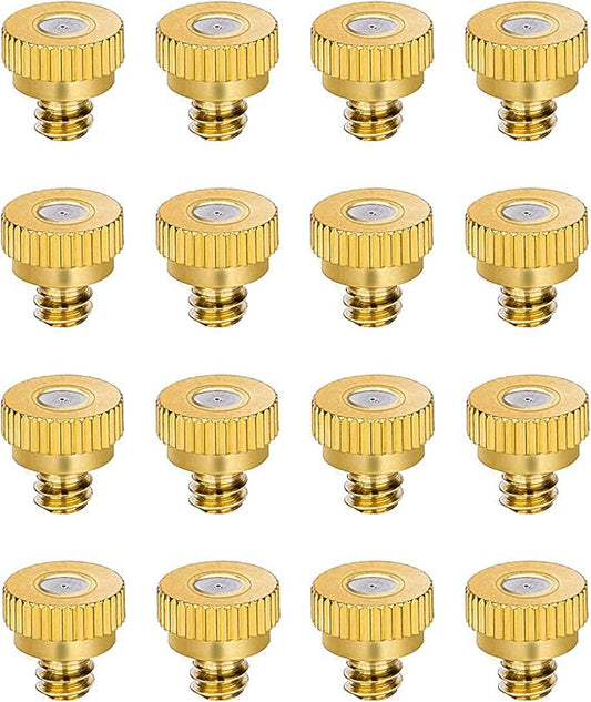 Aopin G 3/16 Brass Misting Nozzles 0.3mm / 0.011" Orifice Atomizing Mister Sprayer Nozzle Suitable For Outdoor Cooling,Garden Irrigation,Fountain, Crop Nutrient Injection, Greenhouse 16 Pcs