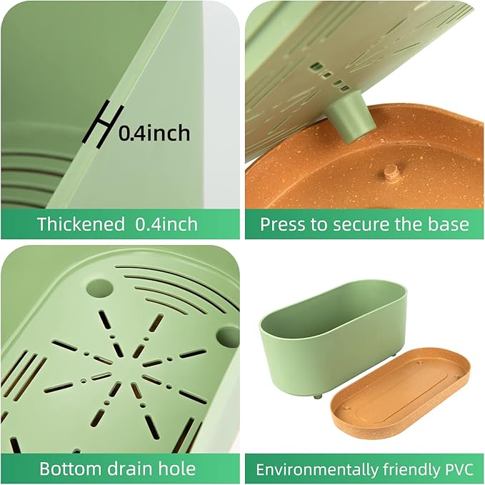 QCQHDU 2 Pack Window Planter Box 16” x 7", Self Watering Plant Pots for Indoor Plants Home Garden Flower Pot with Drainage Hole and Tray