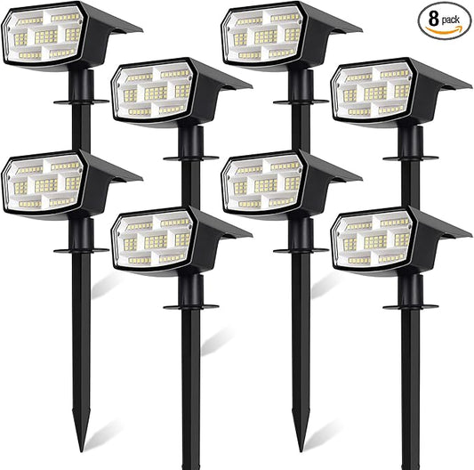 8-Pack Solar Spot Lights Outdoor, 59 LED Solar Lights Outdoor Waterproof, Outdoor Solar Lights for Yard with 3 Lighting Modes, Landscape Spotlights for Garden Pathway Driveway Walkway