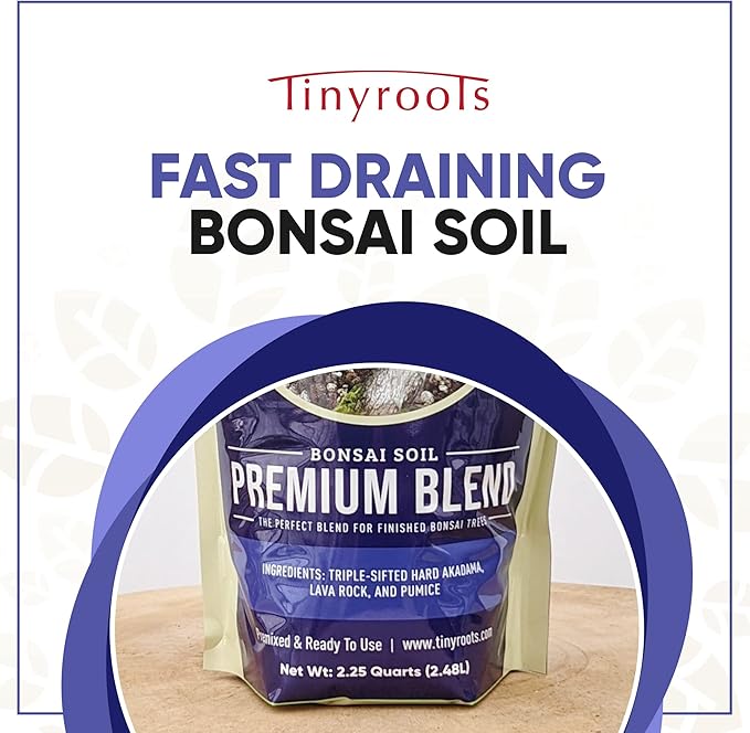 Bonsai Outlet Premium Bonsai Soil - Tinyroots 2.5 Gallon Bag of Soil Blend for Finished Bonsai, Ideal for Water Retention and Root Development, Made from Genuine Akadama, Red Lava Rock and Pumice