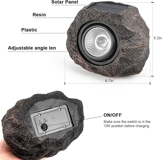 Solar Rock Lights, 4 Pack Solar Powered Waterproof LED Spotlights Decorative for Outdoor Garden, Pathway, Walkway, Yard, Landscape, Patio