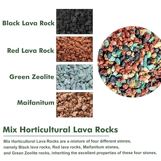 11 Pounds Mix Horticultural Lava Rocks, 5-8 mm Lava Rocks for Plants, Bonsai Rocks Horticultural Grit Soil Cover Gravel for Succulents and Hydroponics, Fairy Gardening, Top Dressing, Plant Drainage