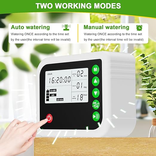 Automatic Plant Water Indoor, 15 Potted Plants Self Watering System, Automatic Drip Irrigation Kit Plant Watering Devices Programmable Water Timer, LED Display and Power Supply