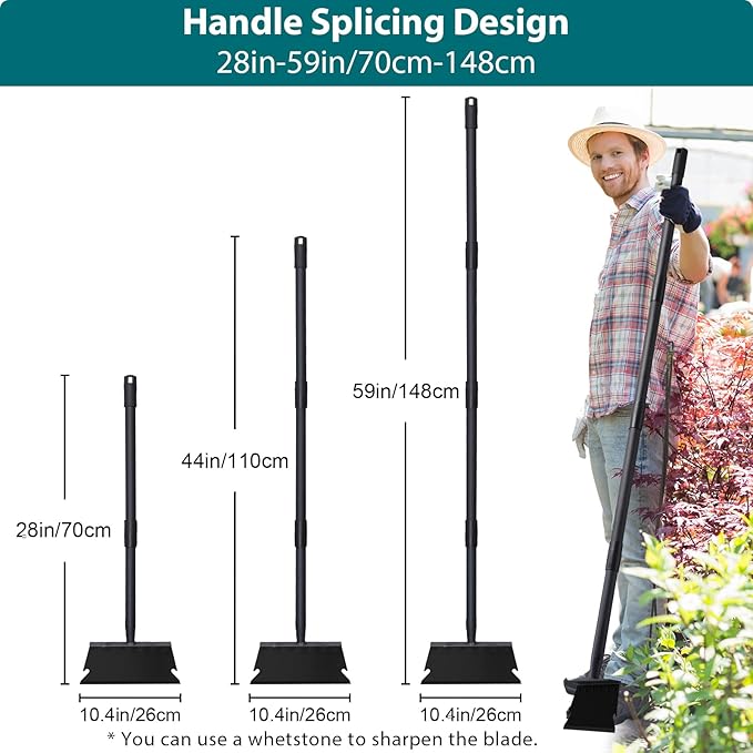 Garden Shovel, Snow Shovel, Ice Scraper, Multifunctional Cleaning Shovel with 59" Adjustable Handle Heavy Duty Garden Tool Cleaning Shovel for Lawn Edging, Scraping, Weed and Ice Removal