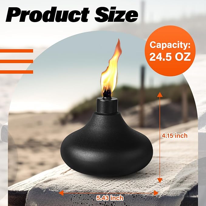 2 Pack Metal Table Top Torches, 24.5oz Citronella Torches for Outside, Refillable Flame Light Torch, Decorative Tabletop Lantern for Yard, Patio, Deck, Garden, Party, Landscape