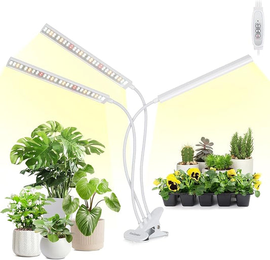 FOXGARDEN® Grow Light for Plant Growing, Full Spectrum Plant Lights for Indoor Growing with Timer 4/8/12 H, Tri-Head 156 LED Grow Lamp with Gooseneck & Clamp, 4 Brightness Levels for Indoor Plants