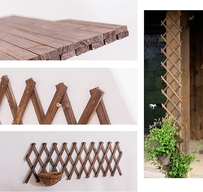 Wooden Lattice Wall 4Pack-Expandable Plant Garden Trellis for Climbing Plants Outdoor Air Plant Vertical Rack Wall Decor for Room Patio