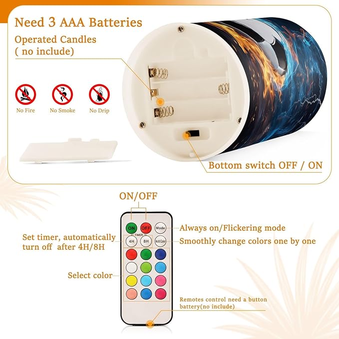 Flickering Flameless Candles, Soccer Ball LED Candles with Remote Timer, Set of 2 Battery Operated Candle for Valentine Wedding Birthday